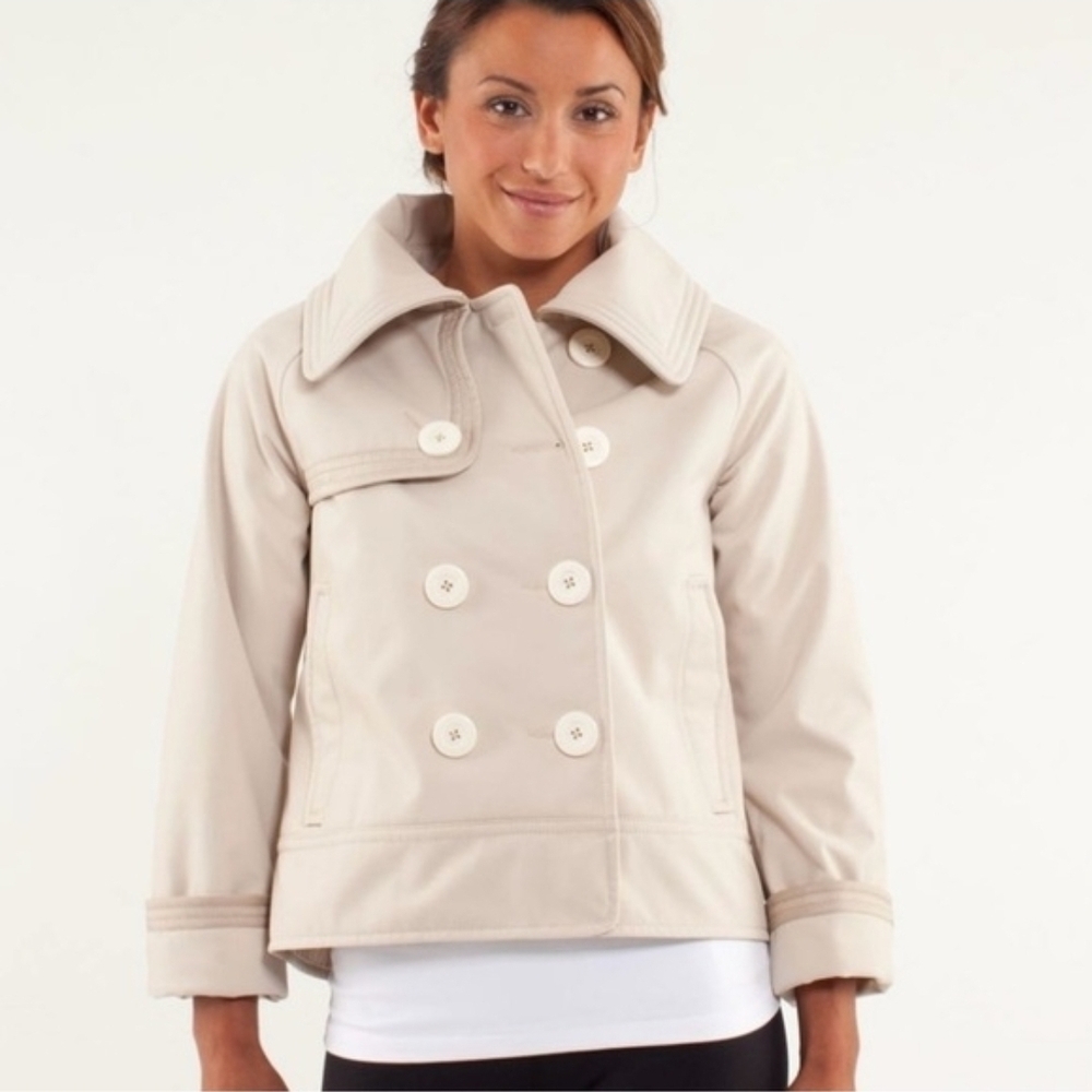 lululemon athletica Cream Double-Breasted Short Pea Coat